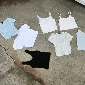 7pc lot CouCou intimates Brandy Melville tank top baby tee camisole cami xxs xs